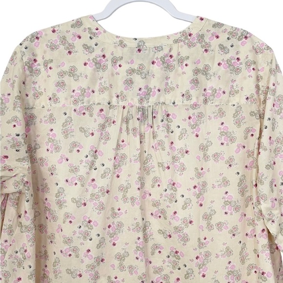 Lane Bryant Cotton Button Front Floral 3/4 Sleeves Top Pink NWT - Picture 9 of 13